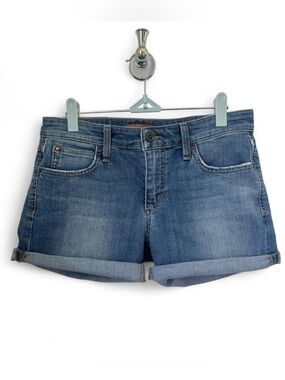 Joe’s Jeans Vintage Reserve 1971 denim shorts in a mid blue wash.